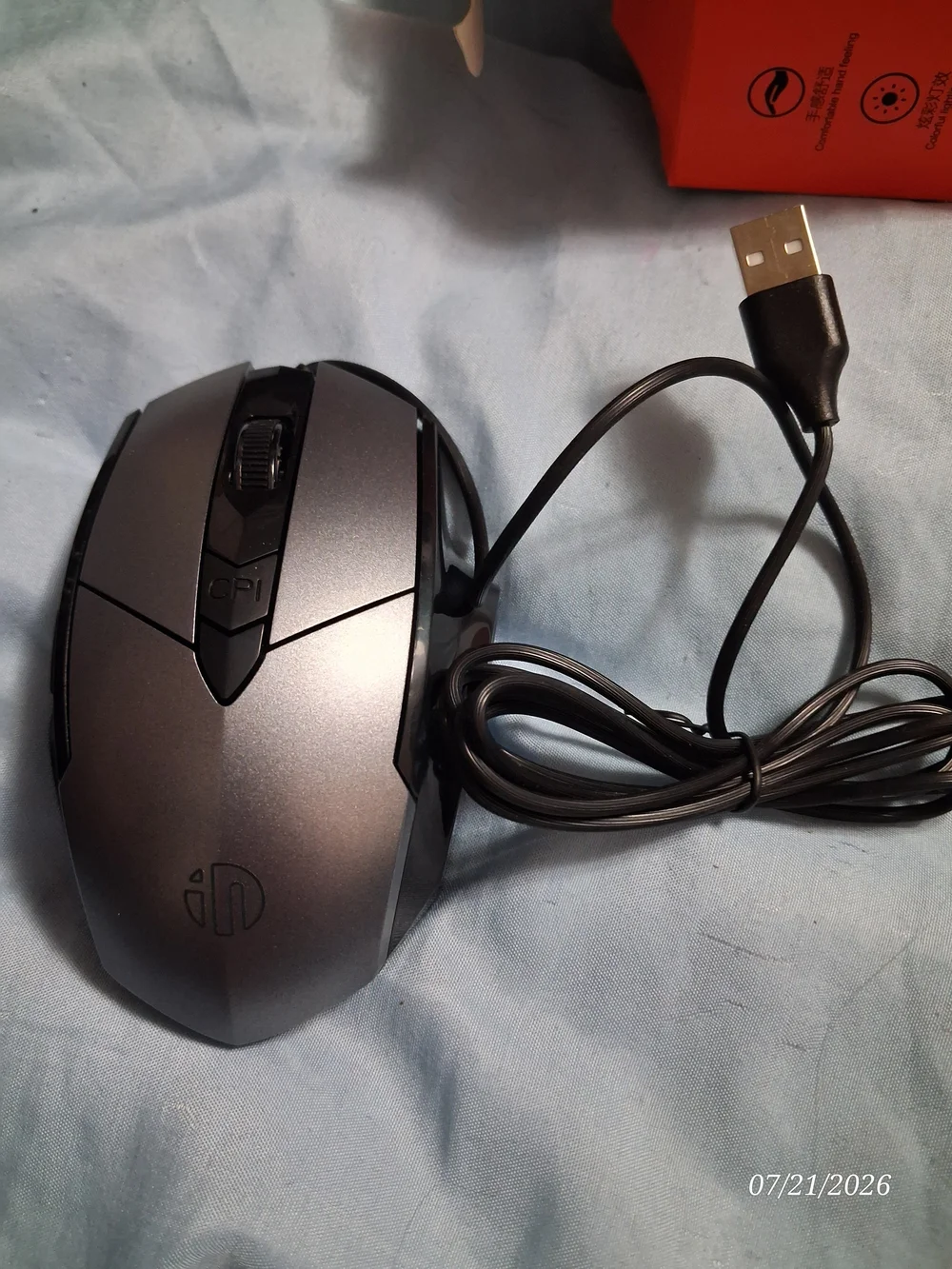 NIB Inphic W1 Wired Optical Gaming Mouse - Silent Click (Damaged Box)